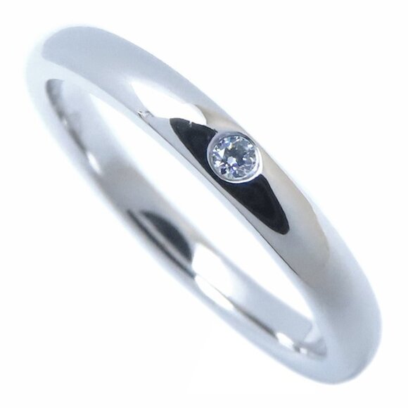 TIFFANY & Co. Elsa Peretti Stacking Band Ring with Diamond Pt950 Platinum W...